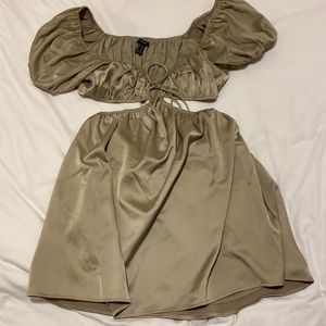 Sage Satin Cut Out Dress